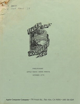 Apple-1 Preliminary Basic Manual